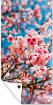 Tuinposter Lente - Sakura - Roze - 30x60 cm - Tuindoek - Buitenposter