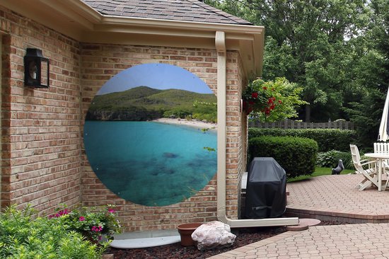 Garden Circle Beach - Curaçao - Île - 150x150 cm - Affiche de Jardin Ronde - Extérieur