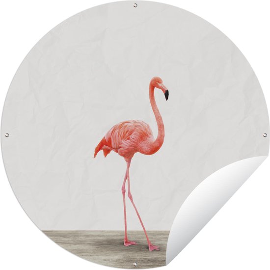 Tuincirkel Flamingo - Roze - Vogel - Meisjes - Jongens - Kind - 120x120 cm - Ronde Tuinposter - Buiten XXL / Groot formaat!