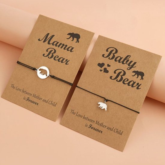 Bixorp Friends - Joli bracelet d'amitié avec différents ours - Bracelets d'amitié avec Maman ours et Bébé ours pour deux meilleures amies