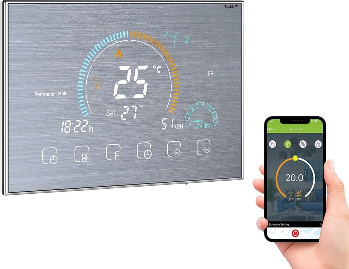 TechU™ Thermostat Relax – Argent – Application gratuite, Wifi, Google  Assistant 