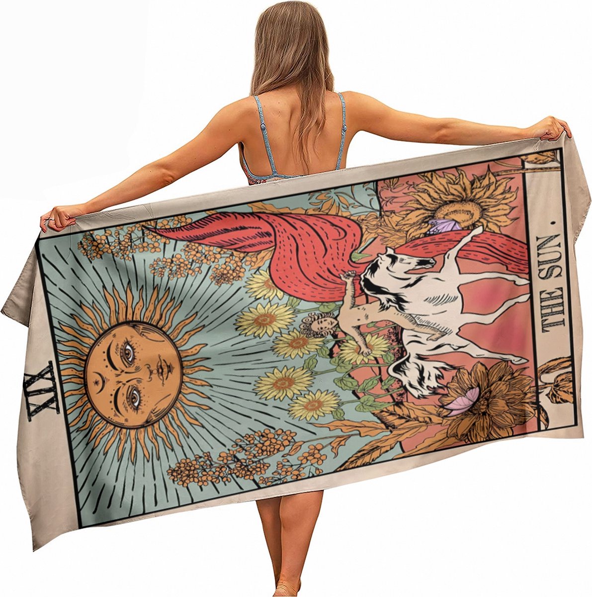Bol.com Ulticool Microvezel Sneldrogende Handdoek 160x80 cm - Tarot Kaarten Spiritualiteit Astrologie - Reizen Travel Accessoire... aanbieding
