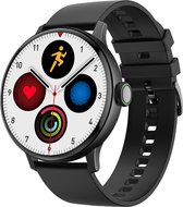 Belesy® NUMBER 2 - Smartwatch Heren – Smartwatch Dames - Horloge – Stappenteller – Calorieën - Hartslag – Sporten - Splitscreen - Kleurenscherm - Full Touch - Bluetooth Bellen – Siliconen – Zwart - Moederdag