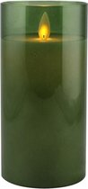 LED kaars wax glas 15cm flessen groen