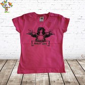 Kinder T-shirt Biker Girl roze -Fruit of the Loom-110/116-t-shirts meisjes