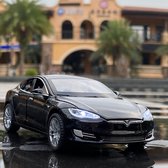 Nezr® Auto Speelgoed Jongens - Tesla Model S - Modelauto - Geluid en Licht - 1:32 - Zwart - Pasen - Cadeau