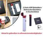 2-Stuks USB Oplaadbare Elektrische Aansteker Zilver Kleur in Geschenkdoos