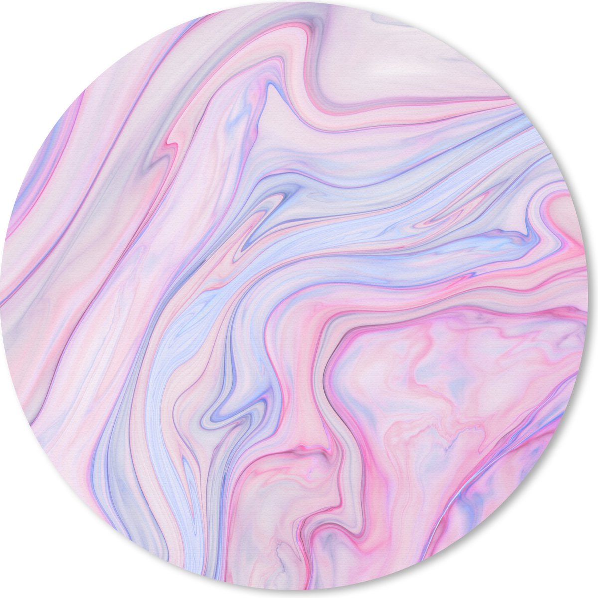Muismat - Mousepad - Rond - Marmer print - Kleuren - Pastel - 50x50 cm - Ronde muismat
