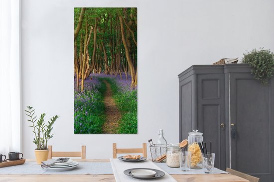 Toile Peinture Forêt - Chemin - Fleurs - 80x160 cm - Décoration murale