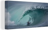 Tableau sur toile Surfeur en grosse vague - 160x80 cm - Décoration murale