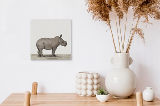Rhino animal print nursery Canvas 20x20 cm - Tirage photo sur toile (Décoration murale salon / chambre)