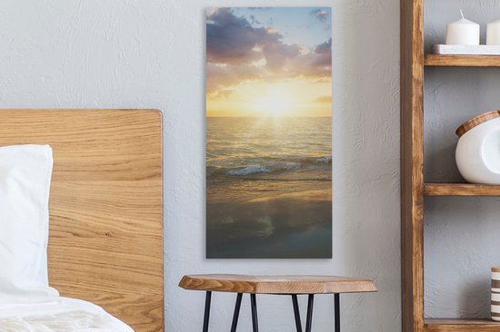 Tableau sur toile Coucher de soleil - Nuages ​​- Plage - 20x40 cm - Décoration murale