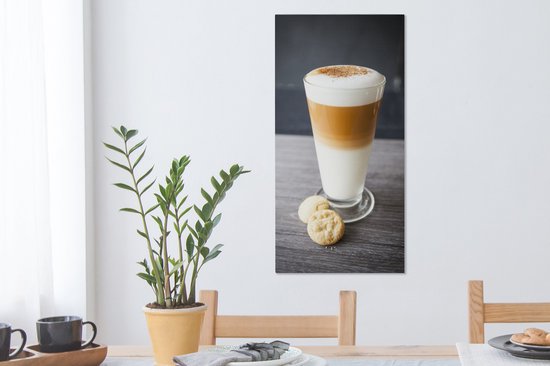 Peinture sur toile Glas de latte macchiato et biscuits - 40x80 cm - Décoration murale