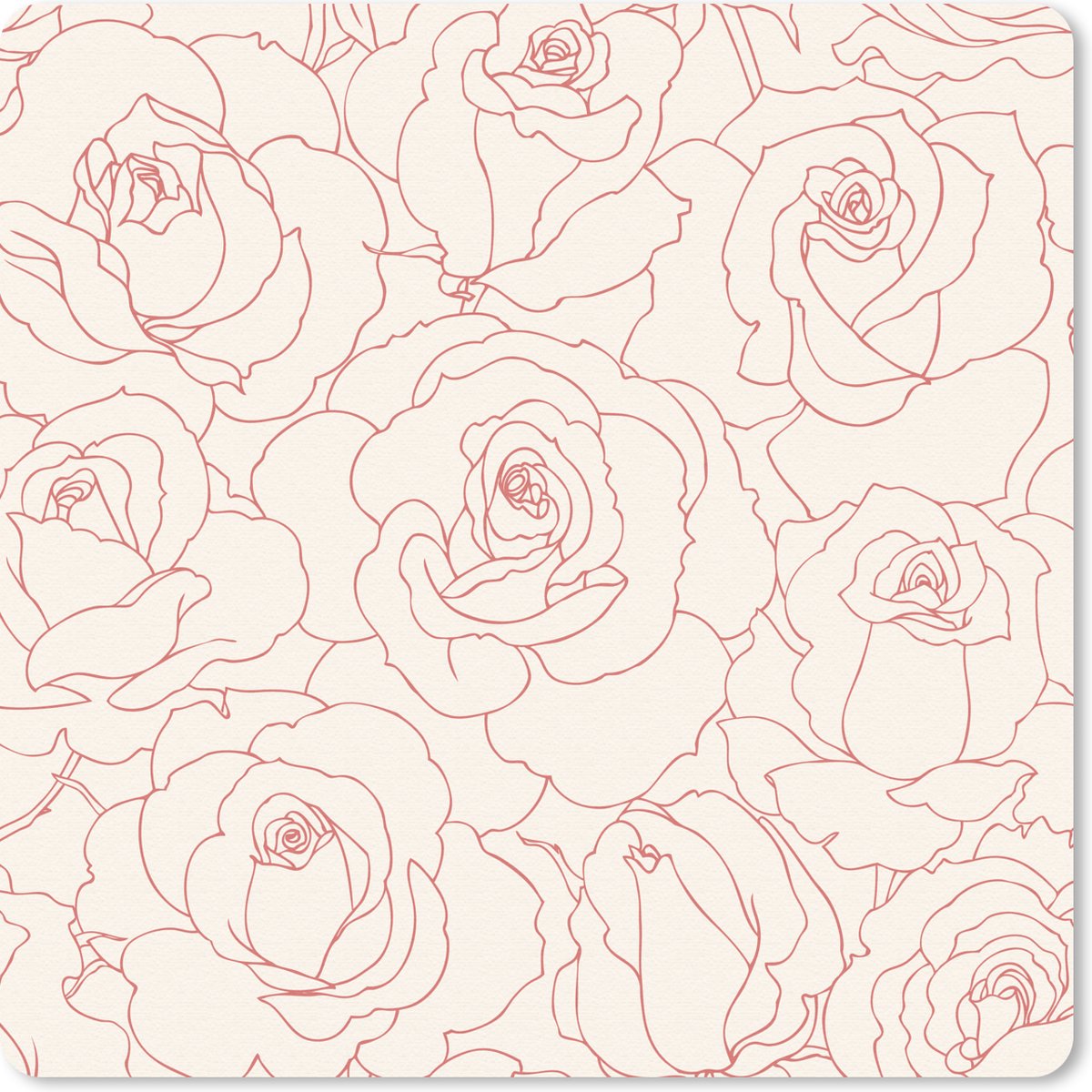 Muismat 30x30 cm - Mousepad Een bloemdessin illustratie van roze rozen - Muismatten