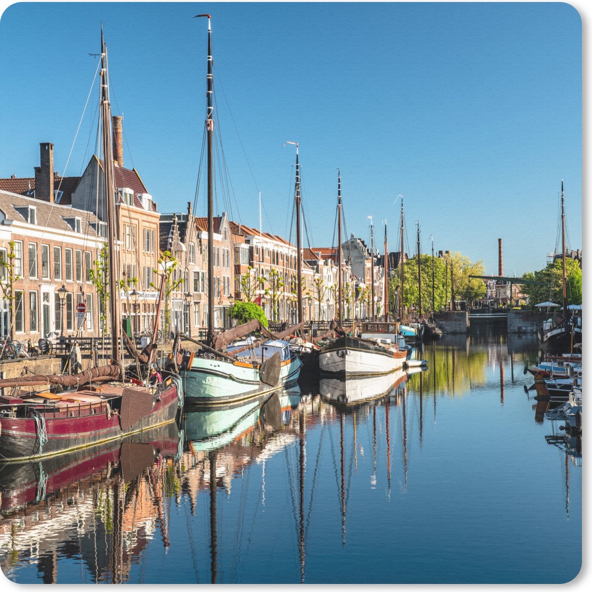 Muismat 30x30 cm - Mousepad Rotterdam - Zomer - Boot - Muismatten
