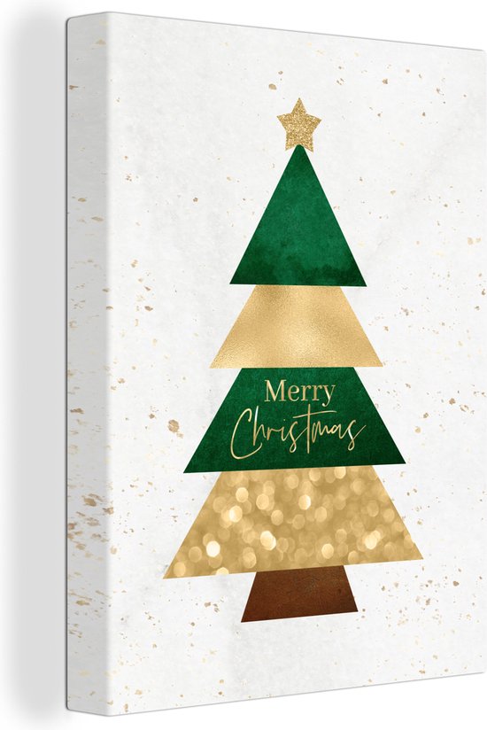 Canvas Schilderij Kerstboom - Spreuken - Merry Christmas - Quotes - Kerst - 60x80 cm - Wanddecoratie