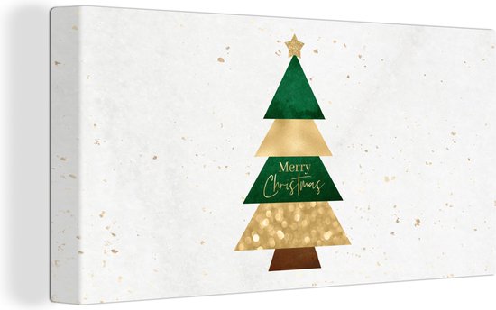 Canvas Schilderij Kerst - Kerstboom - Spreuken - Quotes - Merry Christmas - 40x20 cm - Wanddecoratie