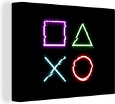 Canvas - Gaming - Figuren - Controller - Console - Neon - Gamen - 160x120 cm - Gaming room decoratie - Schilderijen op canvas