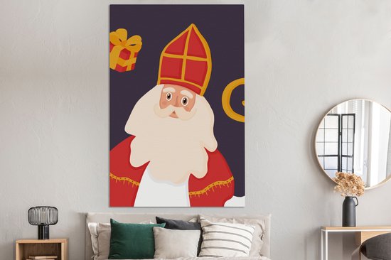 Tableau sur toile Sinterklaas - Personnel - Saint - Enfants - Garçons - Filles - Kids - 120x180 cm - Décoration murale XXL