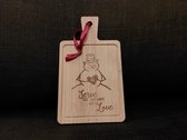 Kerst Serveerplankje - Houten Serveerplank met Kerstboodschap - Met Handvat - 14 x 11 cm