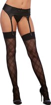 Sheer Plaid Thigh High Dmd - OS - Black - Maat  OS