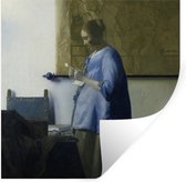 Muurstickers - Sticker Folie - Brieflezende vrouw in het blauw - Johannes Vermeer - 120x120 cm - Plakfolie - Muurstickers Kinderkamer - Zelfklevend Behang XXL - Zelfklevend behangpapier - Stickerfolie