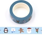 Washi tape | winter feestdagen elementen | blauw | 15mm - 10m