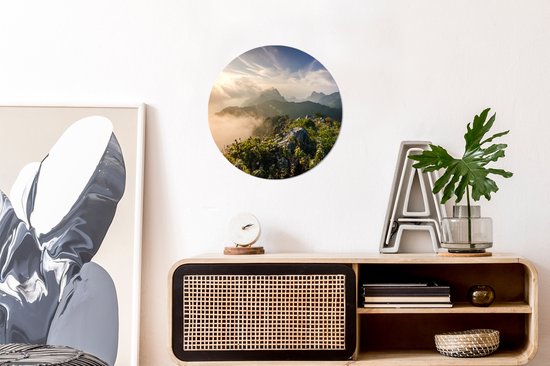 Cercle mural - Cercle mural - Berg dans la brume - Aluminium - ⌀ 30 cm - Intérieur et Extérieur