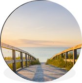 WallCircle - Wandcirkel - Muurcirkel - Kalm strand in Duitsland bij zonsondergang - Aluminium - Dibond - ⌀ 140 cm - Binnen en Buiten
