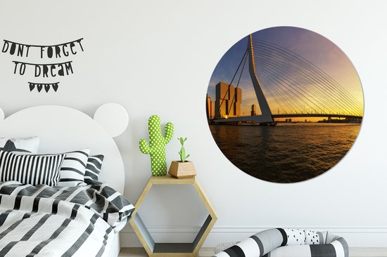 WallCircle - Wall Circle - Wall Circle Indoor - Rotterdam - Sunset - Erasmus - 140x140 cm - Décoration murale - Peintures Ronds