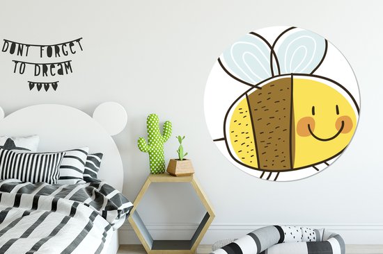 Une illustration d'une abeille joyeuse Cercle mural aluminium ⌀ 140 cm