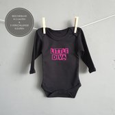 Baby rompertje - Little Diva - Romper lange mouw zwart - Maat 50/56
