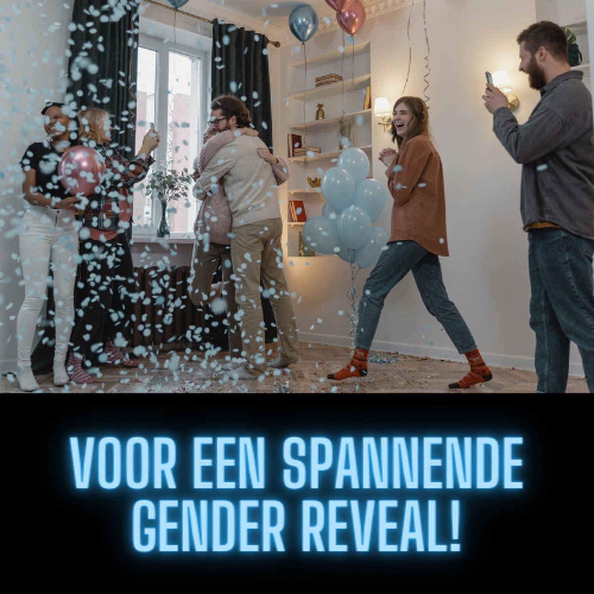 4x Jongens Gender Reveal Confetti Kanon Blauw Versiering Gender Cadeau