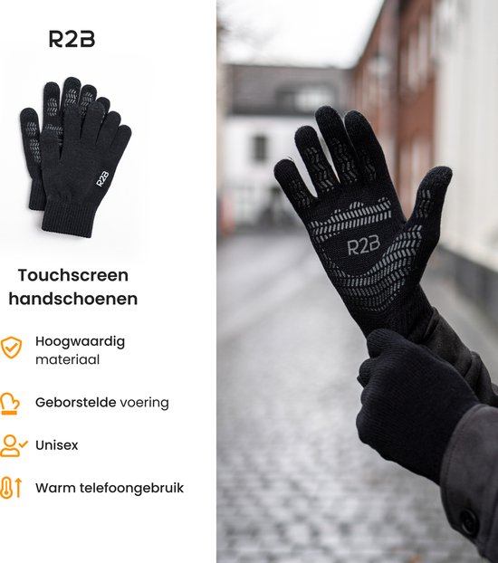 R2B® Touchscreen Handschoenen Winter Heren - Handschoenen Winter Dames - Maat M - Scooter / Fiets -Model Antwerpen - R2B