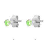 Twice As Nice Oorbellen in zilver, lightgroen zirkonia, 3 mm