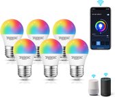 Aigostar Smart LED Bulb WKF - E27 Smart lamp - 5W - RGB+CCT - Appbesturing - iOS & Android - WiFi - Smart Home - Set van 6 stuks