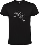 Zwart T-Shirt met “ Gebroken Game controller “ logo Zilver Size XS