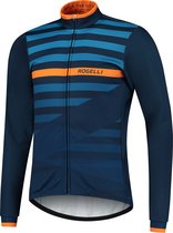 Rogelli Stripe Winterjack - Fietsjack Heren - Blauw/Oranje - Maat L