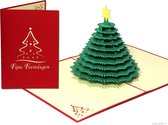 Popcards popupkaarten – Kerstkaart Stilistische Kerstboom met Ster Kerstmenu kaart pop-up kaart 3D wenskaart