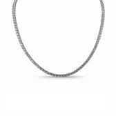 Silventi 9SIL-21567 Zilveren Ketting - Dames - Tennis Ketting - Zirkonia - 3 mm Breed - 38 + 7 cm - Rhodium - Zilver