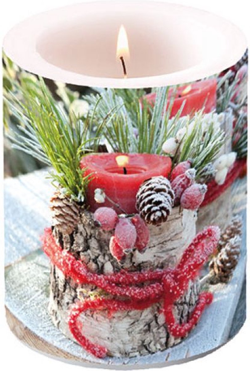 Ambiente Kaars - Candle - Big - Frozen Candle - 75 branduren Winterkleuren