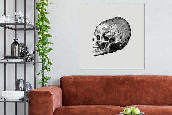 Tableau sur toile Vintage - Tête de mort - Rétro - 90x90 cm - Décoration murale