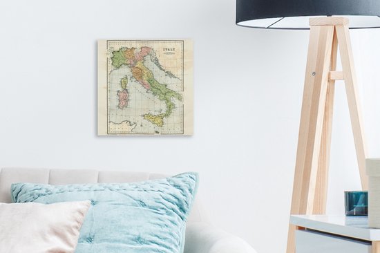 Tableau Tableau Vintage Carte d'Italie - 20x20 cm - Décoration murale