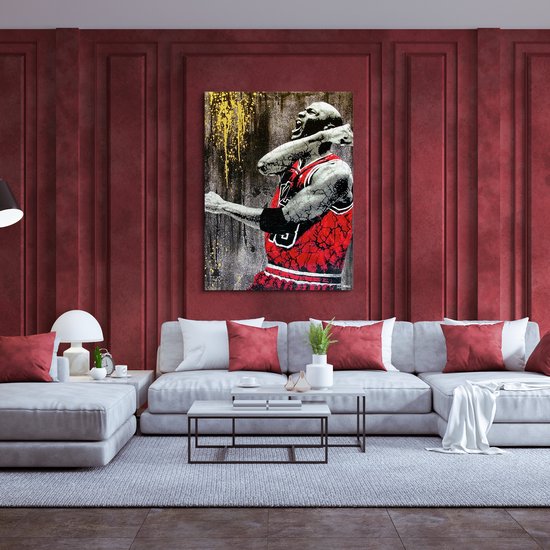 Luxe Canvas Schilderij Michael Jordan | 75x100 | Woonkamer | Slaapkamer | Kantoor | Paint | Basketball | Design | Art | Modern | ** 4CM DIK! 3D Effect**