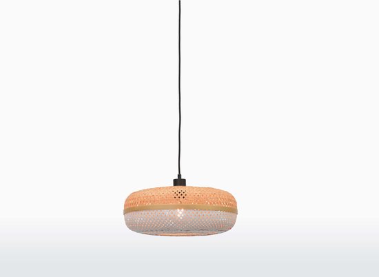 Lampe à suspension Good & Mojo - PALAWAN - Bamboe - Petit - Couleur du produit: Naturel / Blanc / Produit avec ampoule: Non