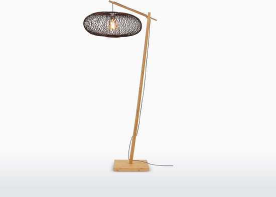 GOOD&MOJO Vloerlamp Cango - Bamboe/Zwart- 80x60x176cm - Scandinavisch,Bohemian - Staande lampen voor Woonkamer - Slaapkamer