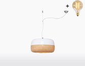 Hanglamp - MEKONG - Wit/Naturel Bamboe - Met LED-lamp