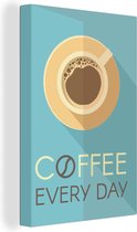 Citation de Café de Coffee chaque jour 60x90 cm - impression photo sur toile peinture (Décoration murale salon / chambre à coucher)