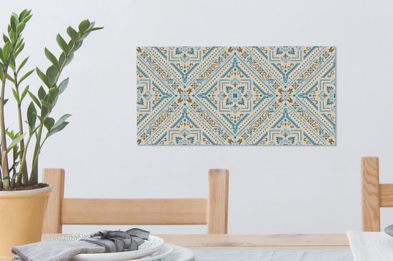 Toile Peinture Tapis Persan - Tapis - Motifs - Blauw - 40x20 cm - Décoration murale