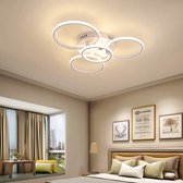 UnicLamps LED Bluetooth - 4 Cirkel Plafondlamp Wit - Met Afstandsbediening - Smart lamp - Dimbaar Met App - Woonkamerlamp - Moderne lamp - Plafoniere